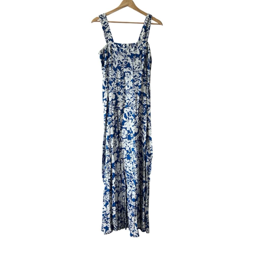 Vince Camuto Women’s Medium Blue Floral Maxi Dress Sleeveless Boho Resort Beach